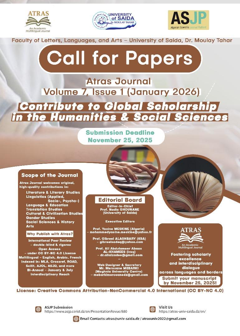 Atras JOURNAL JANUARY 2026 CALL FOR PAPERS ATRAS An Academic Multilingual Journal