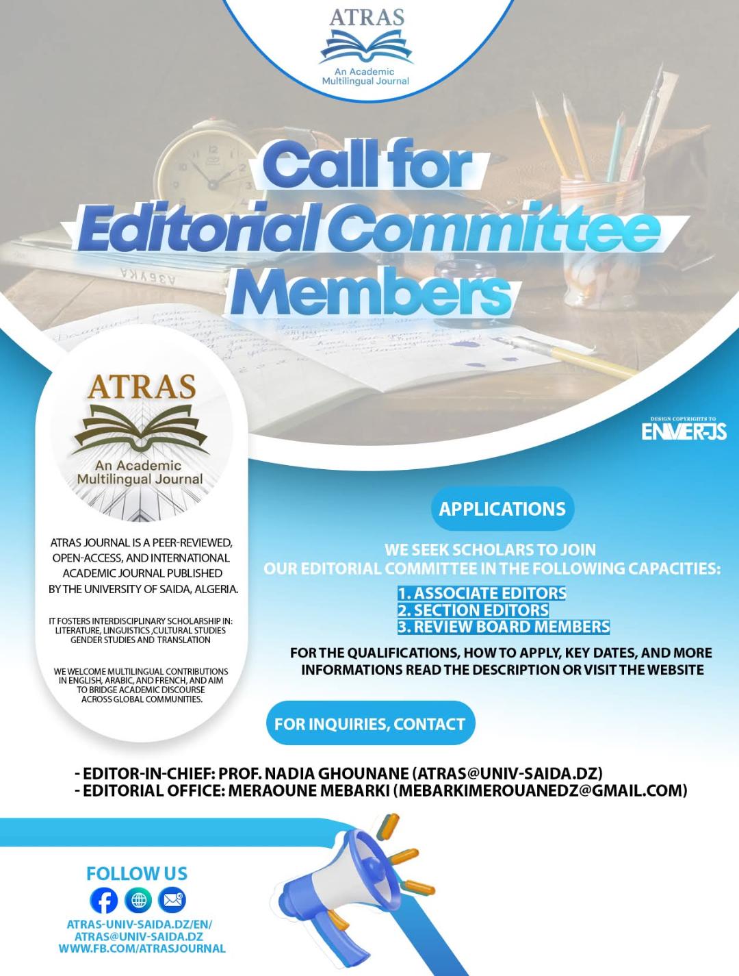 CALL FOR EDITORIAL COMMITTEE MEMBERS